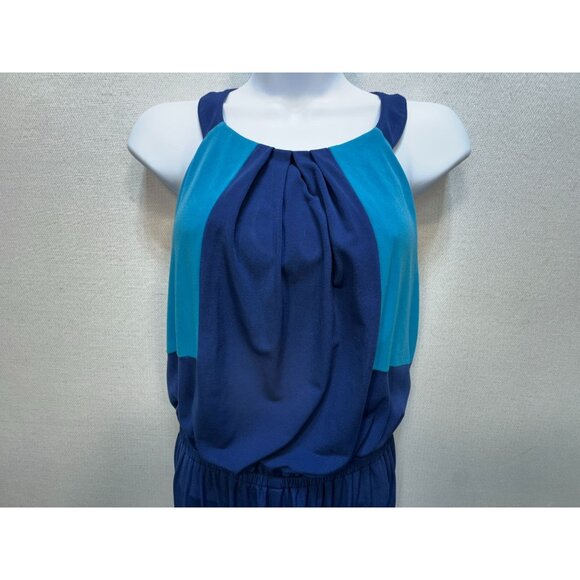 Vince Camuto Womens Colorblock Maxi Dress Sze 6 Blue Teal Sleeveless Summer Chic - Picture 5 of 11